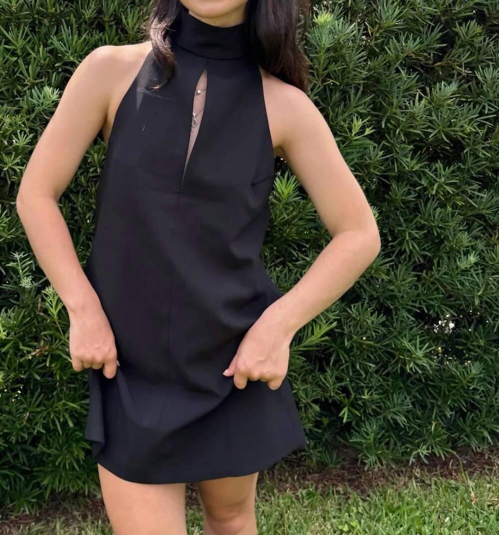 NEW SKY TO MOON cutout plain mini dress in black